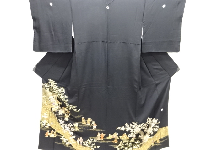 JAPANESE KIMONO / TOMESODE / EMBROIDERY / PEOPLE IN THE PAST